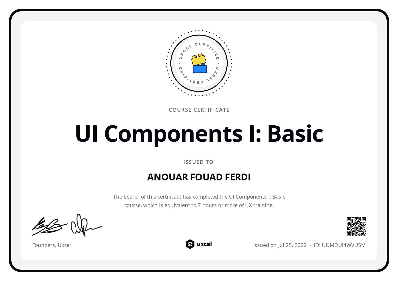 ANOUAR FOUAD FERDI's certificate